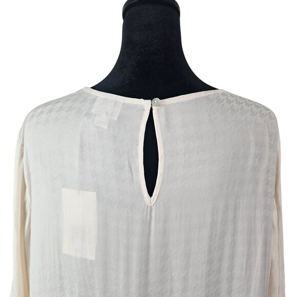 A New Day Womens Blouse Size XXL Cream Houndstooth Pattern Casual Career Comfort - Picture 5 of 9